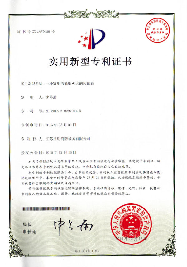 Patent certificate